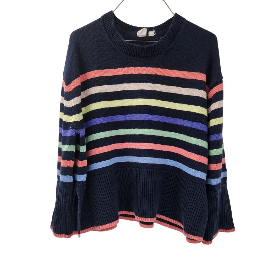 GAP Navy Blue Rainbow Striped Sweater Womens Size Large L